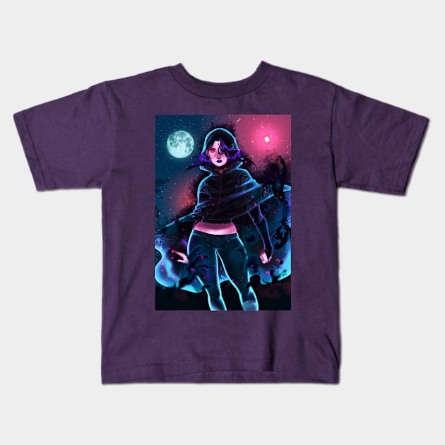 Raven Demonic Powers Kids T-Shirt by Clifficus